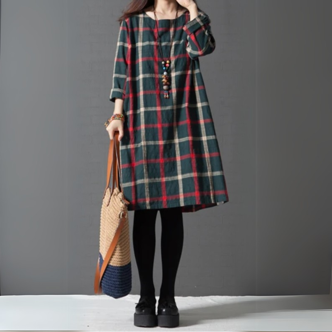 Claudine | Robe Décontractée à Carreaux