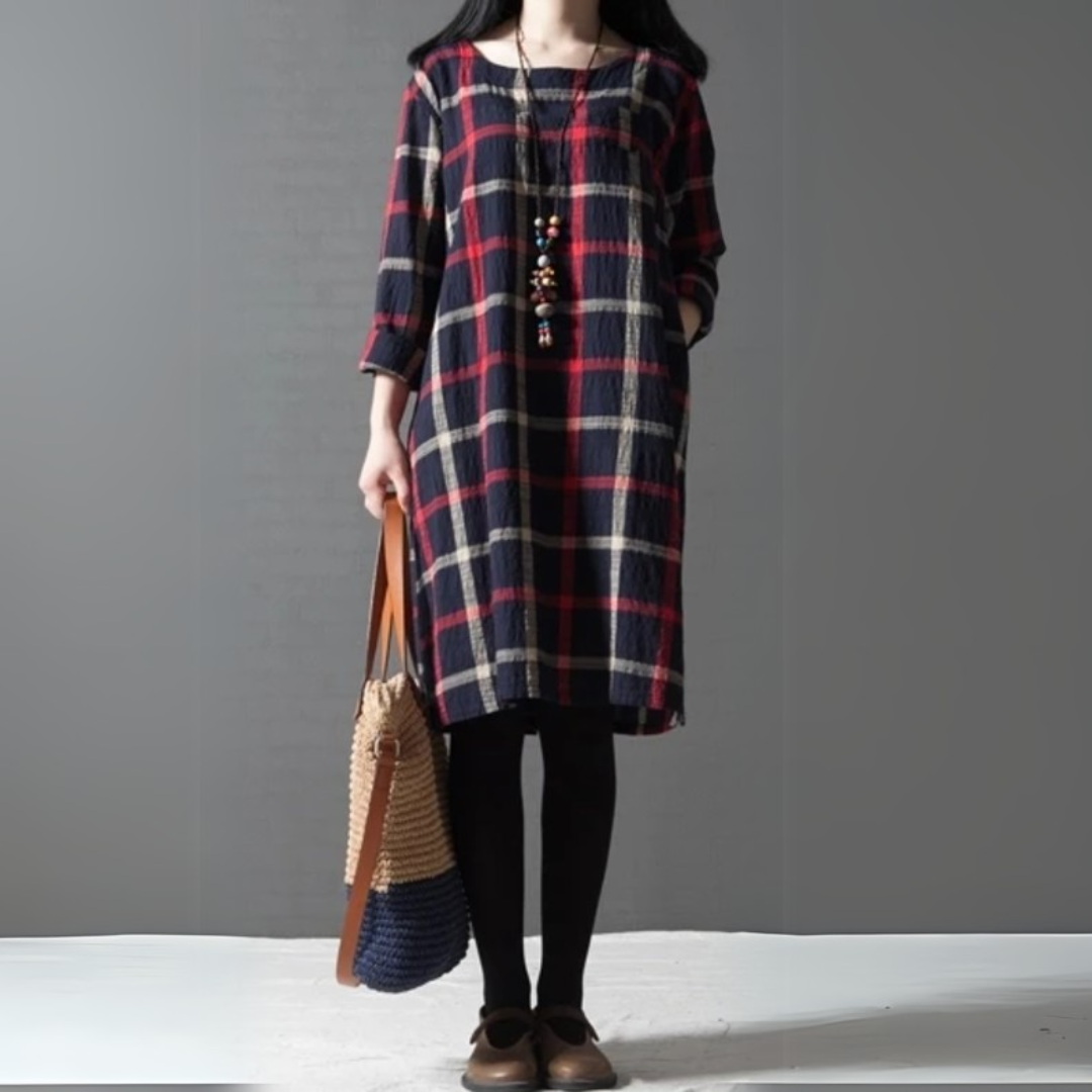 Claudine | Robe Décontractée à Carreaux