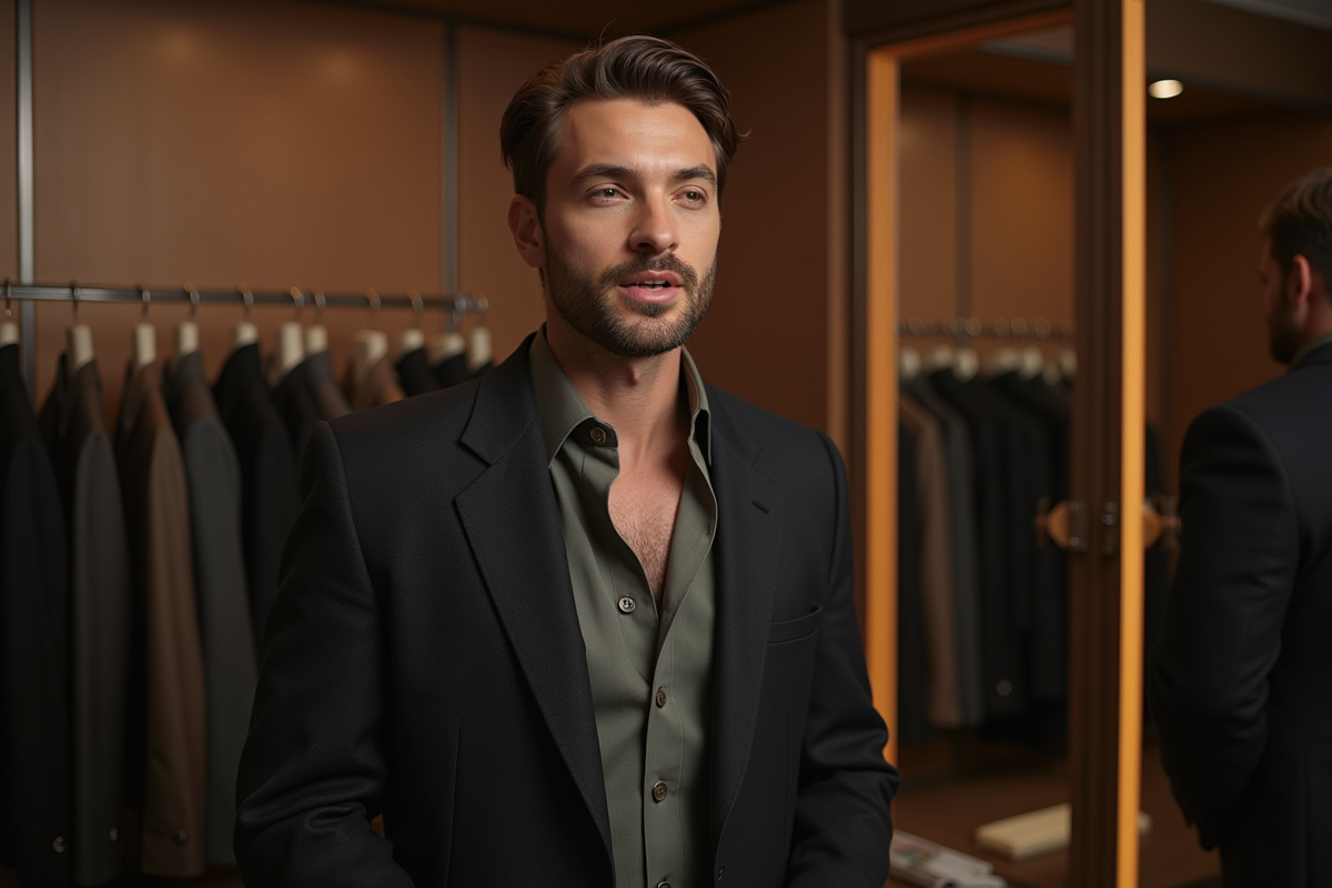 Célébrité en backstage en costume oversize