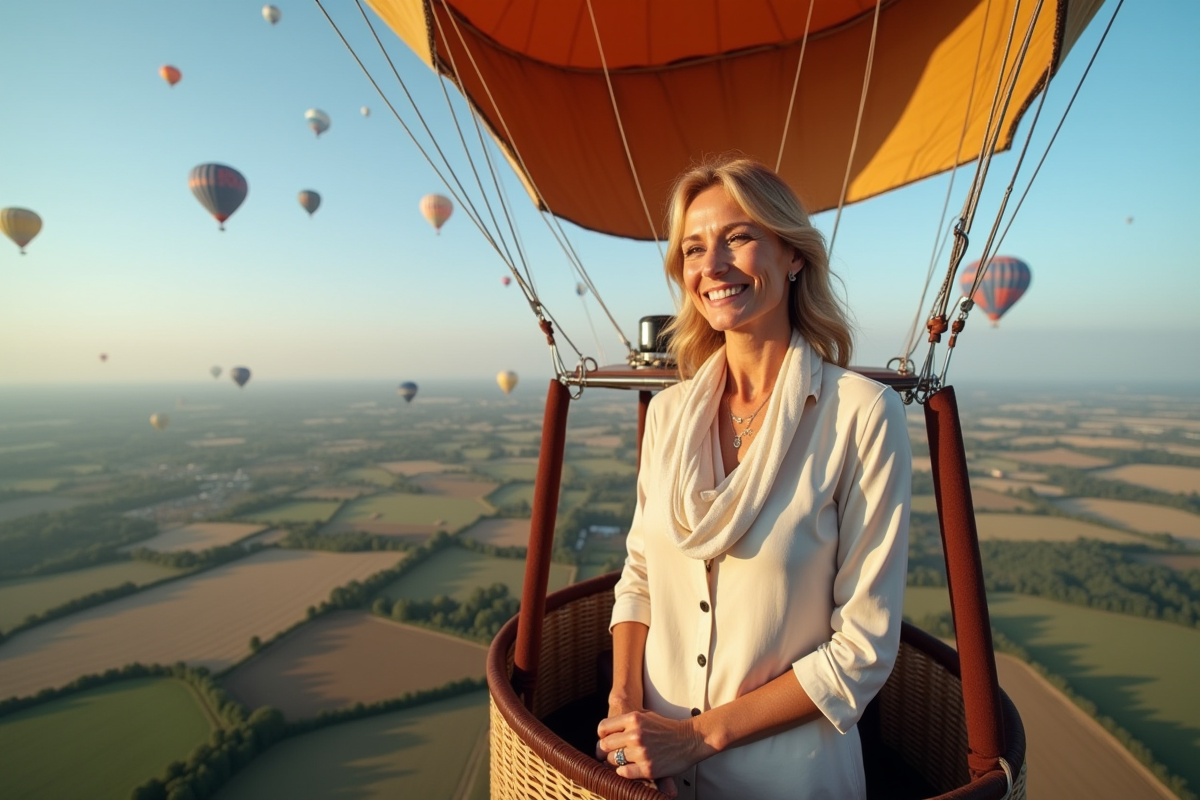 Femme confiante dans la nacelle d