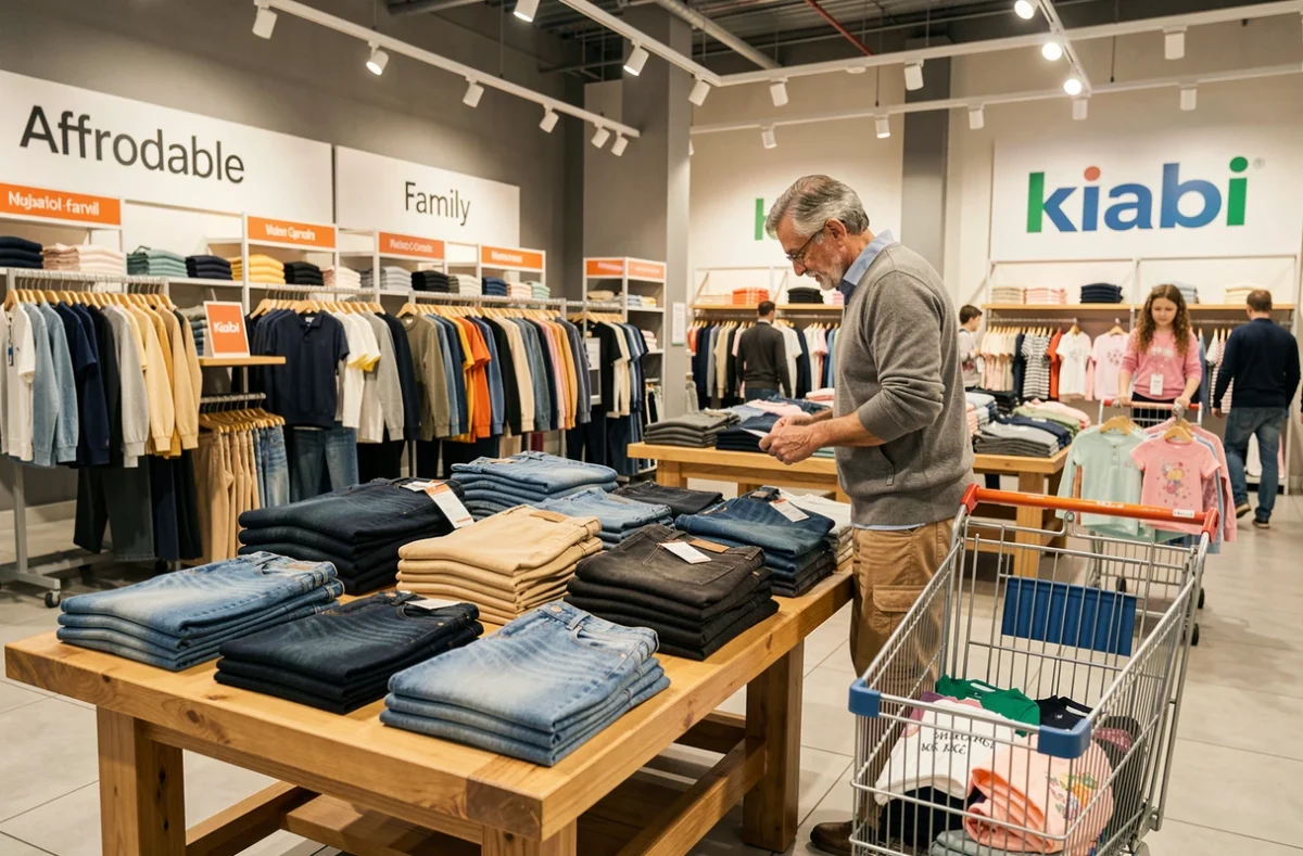 Homme faisant ses achats dans un magasin Kiabi en Seine-Saint-Denis