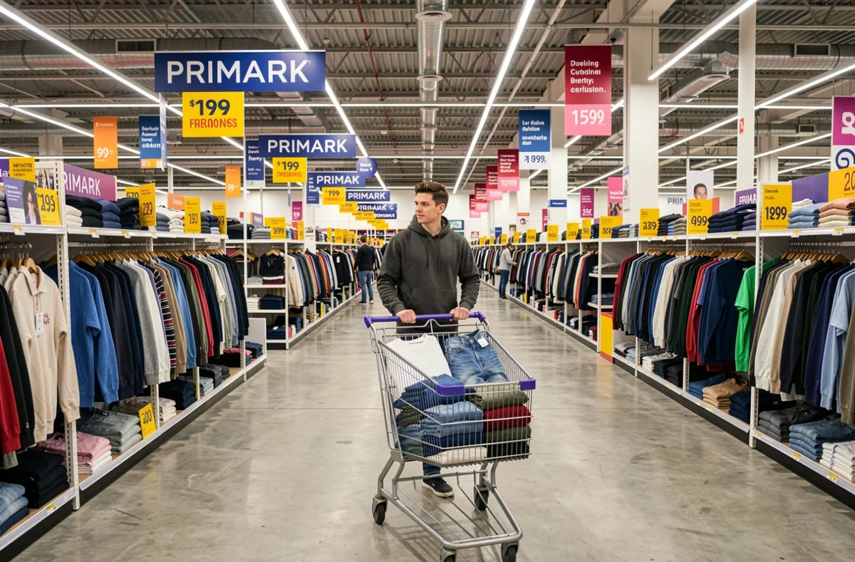 Jeune homme faisant ses courses dans un magasin Primark en Seine-Saint-Denis